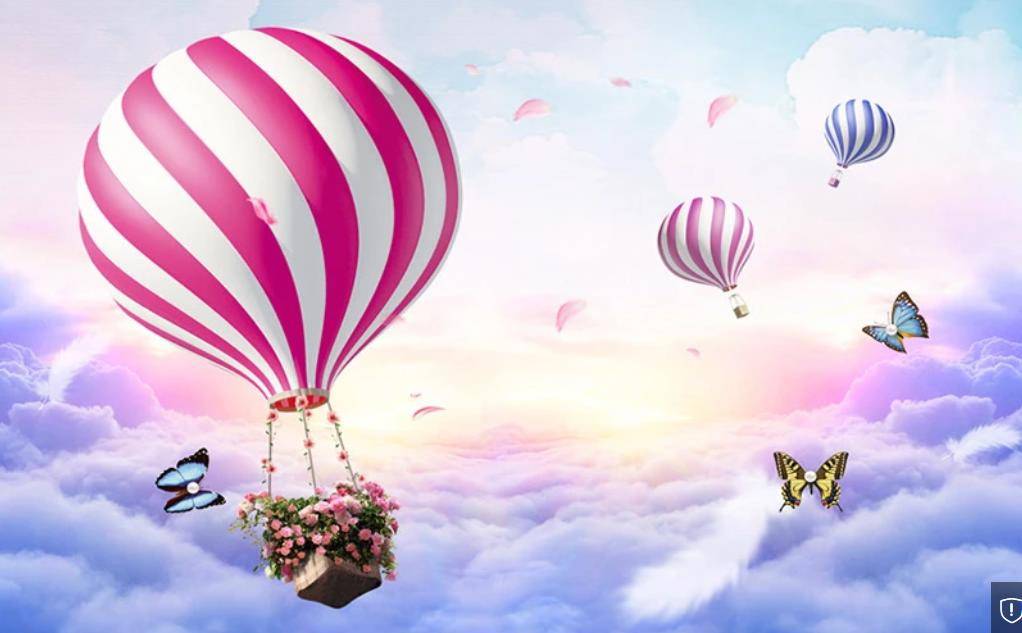 Фотообои Воздушный шар с розовыми полосками