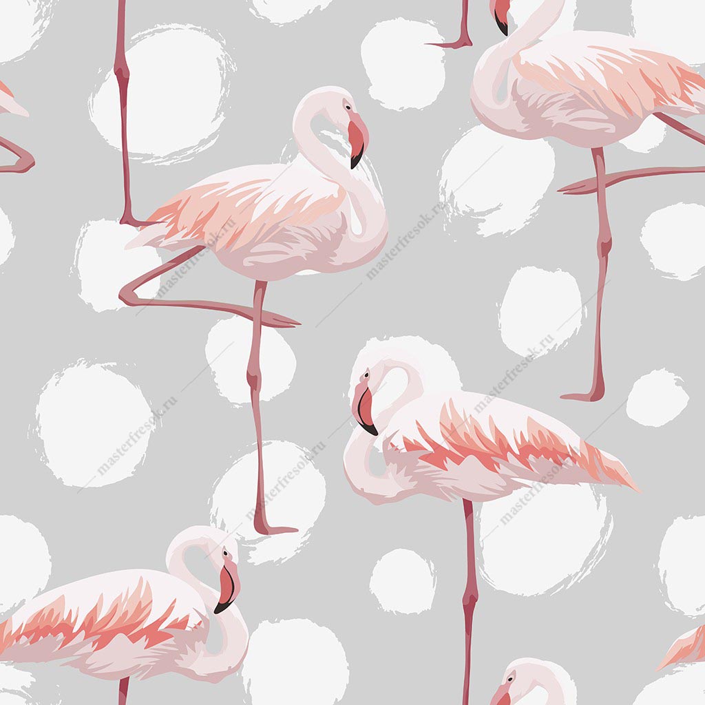 Фотообои Фламинго на сером фоне